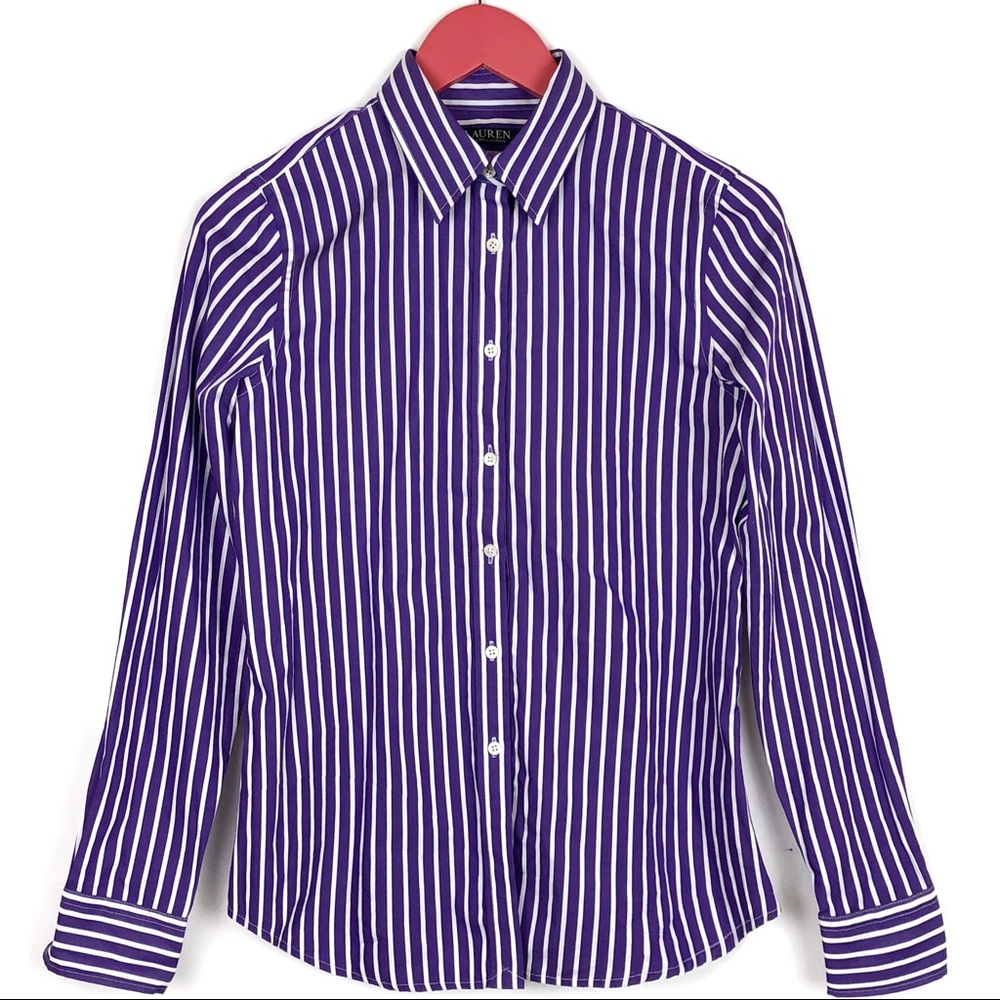 Ralph Lauren purple white striped woman’s shirt
